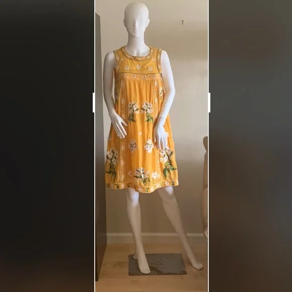 anthropologie sleeveless embroidered midi dress by Anthropologie Sleeveless Embroidered Drop Waist Midi Dress with Scarf